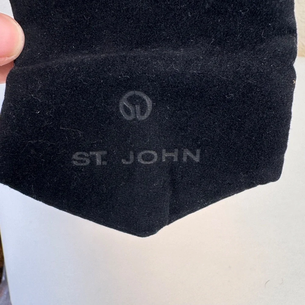 St John Empty Jewelry Pouch Black Velvet Dual Sided Vintage Designer Storage